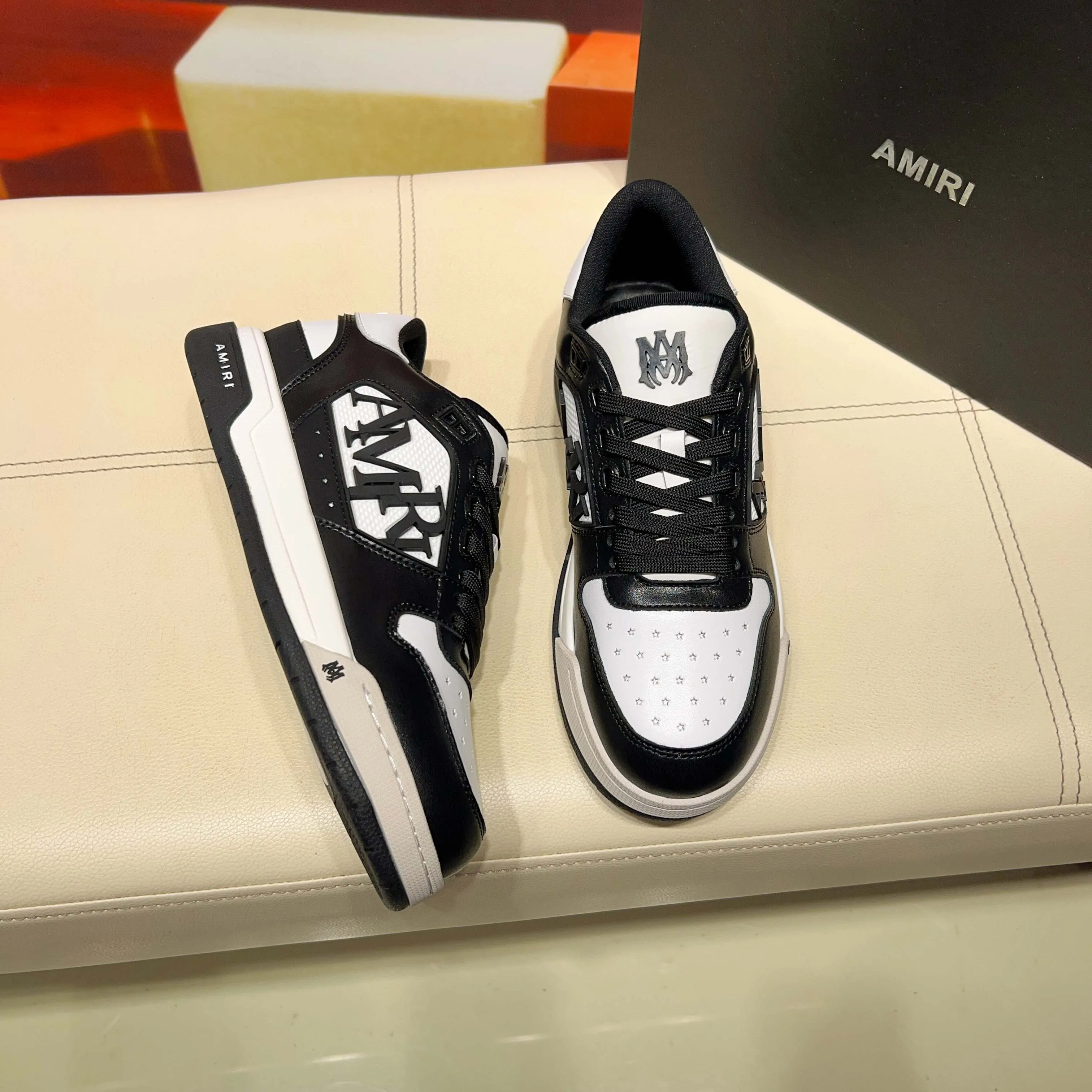 Men's men's shoes 💰500 [New style] 🌲🌲 Amiri - New Amiri trendy shoes, low-top casual sports shoes, the same style as celebrities, made of selected cowhide stitching, original outsole, comfortable on the feet, high-end workmanship, welcome to buy Size: 39-45 (customized for 46)